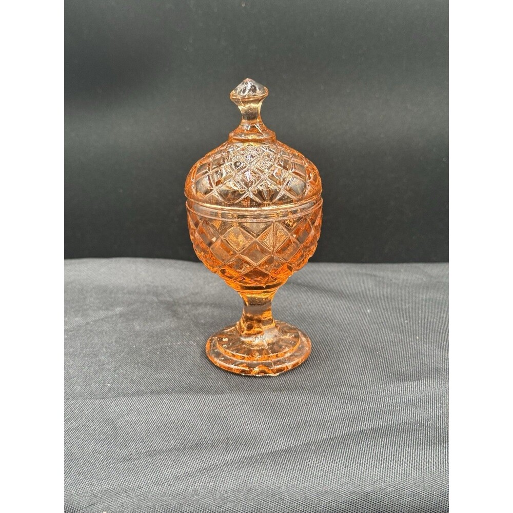 vintage amber glass pedestal candy dish - Picture 1 of 5